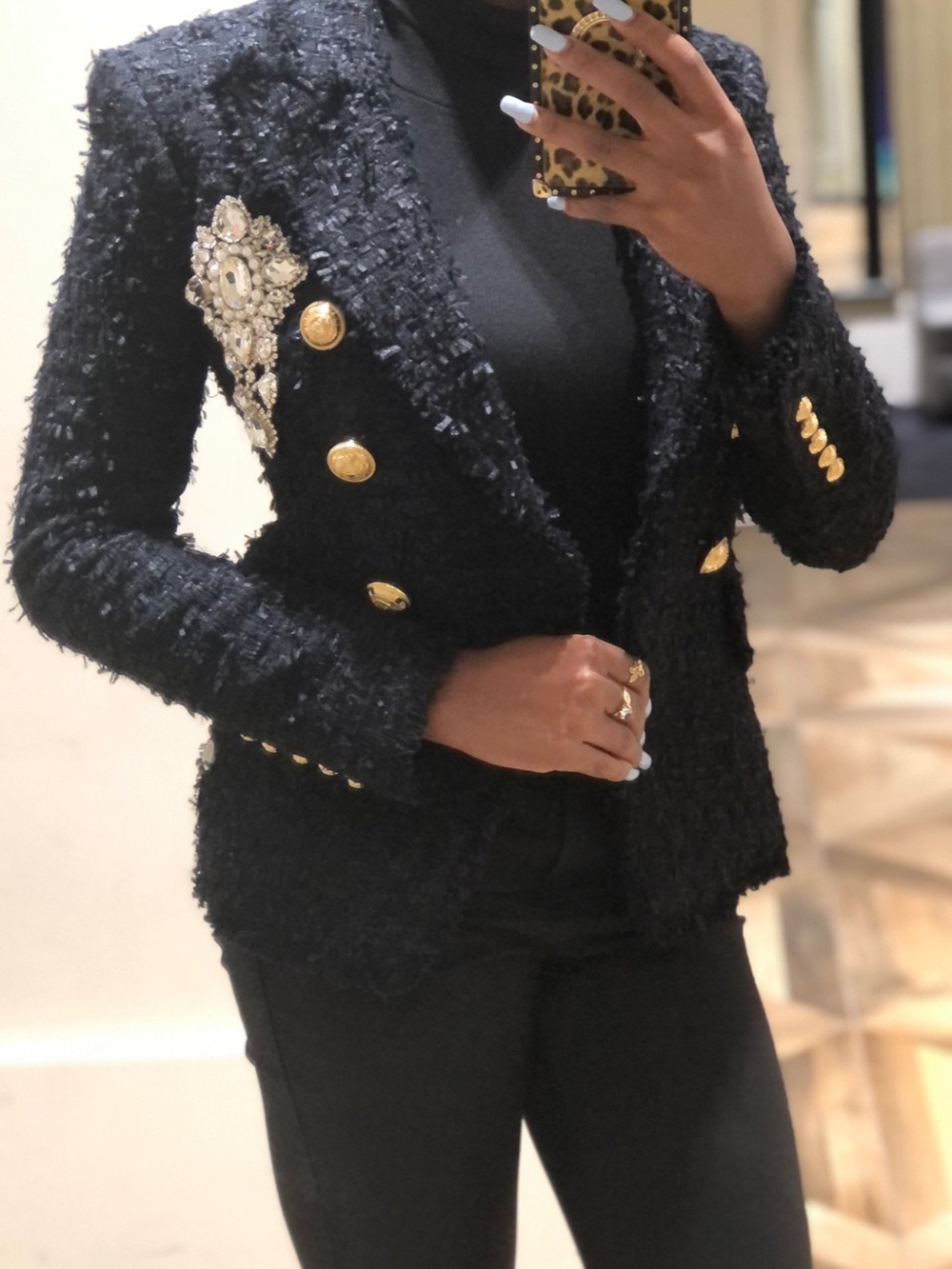BALMAIN JEWELED APPLIQE TAKEN OFF JACKET